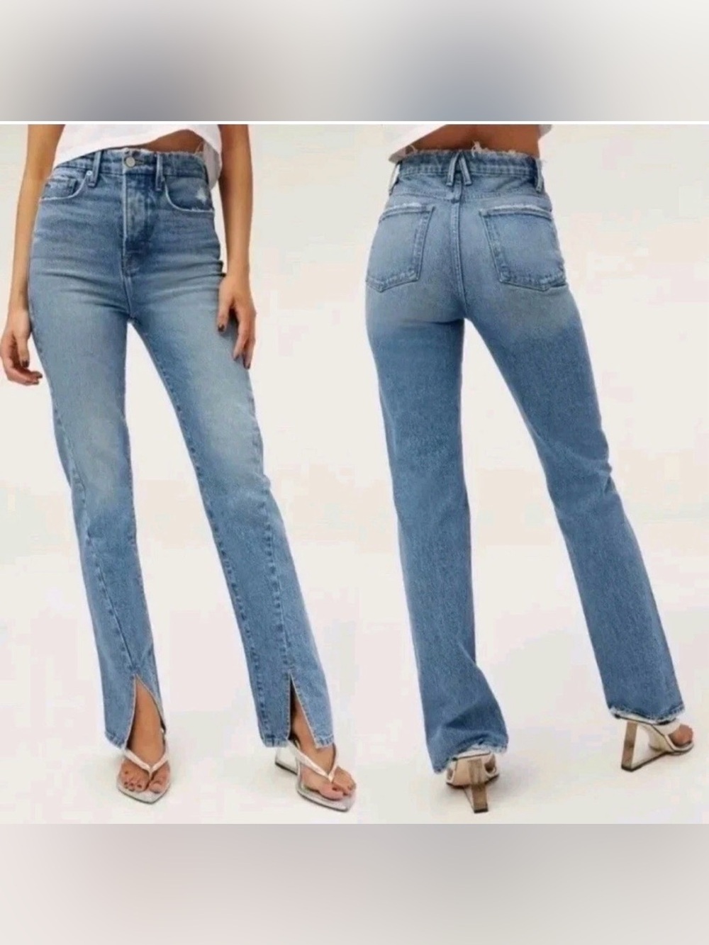 GOOD AMERICAN Good Boy Classic Twisted Slit Split Ankle Denim Jeans Plus Size 20
